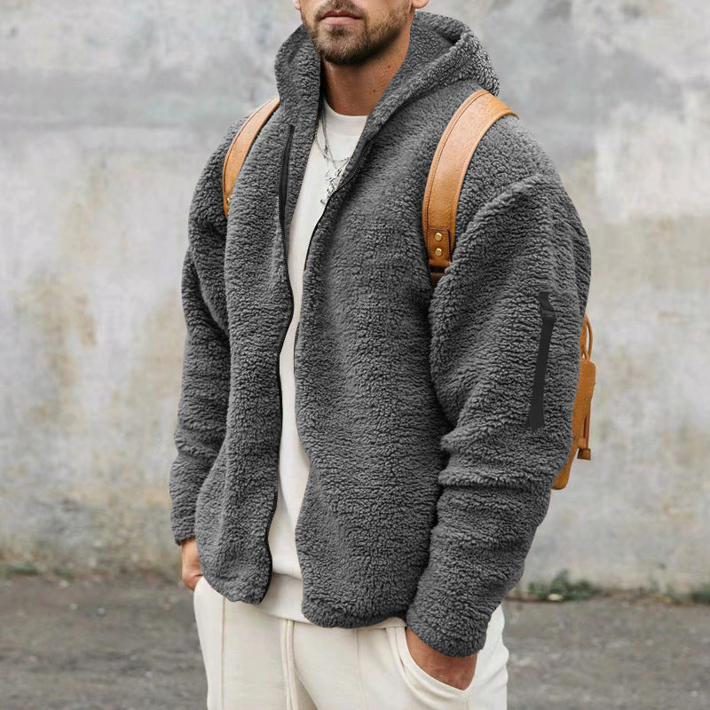 Men’s Plush Hooded Fleece Coat